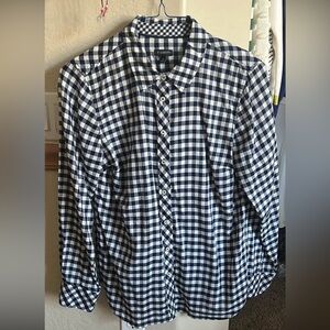 Talbots Blue and White Checkered Button-Up Shirt